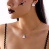 Halloween Spooky Chic Women's Jewelry Set White Ghost Earrings Necklace Cute Boo Accessory for Girls' Costume Party Gift