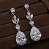 ZAKOL Fashion Water Drop AAA Cubic Zircon Leaf Dangle Earrings Shining Clear CZ Elegant Bridal Earring
