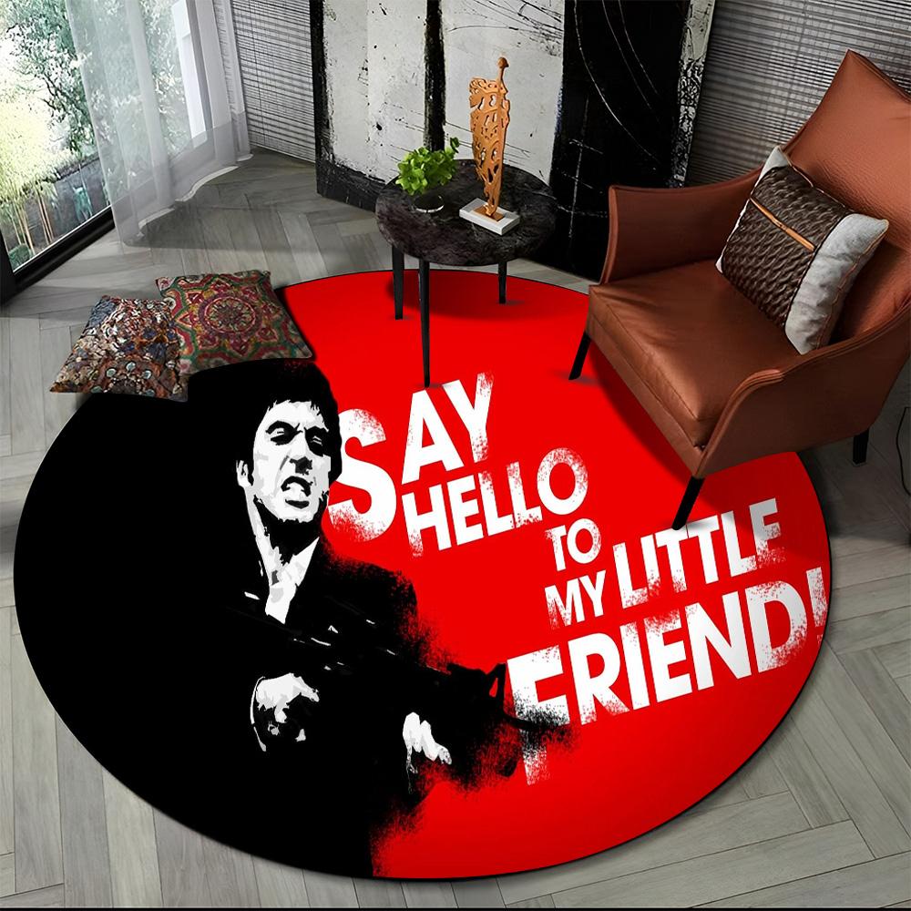 3D Печать Кино Лицо со шрамом Тони HD Круглый Ковер для Гостиной Спальни Детской Игровой Комнаты Декор, Коврик для Питомца Нескользящий Напольный Коврик