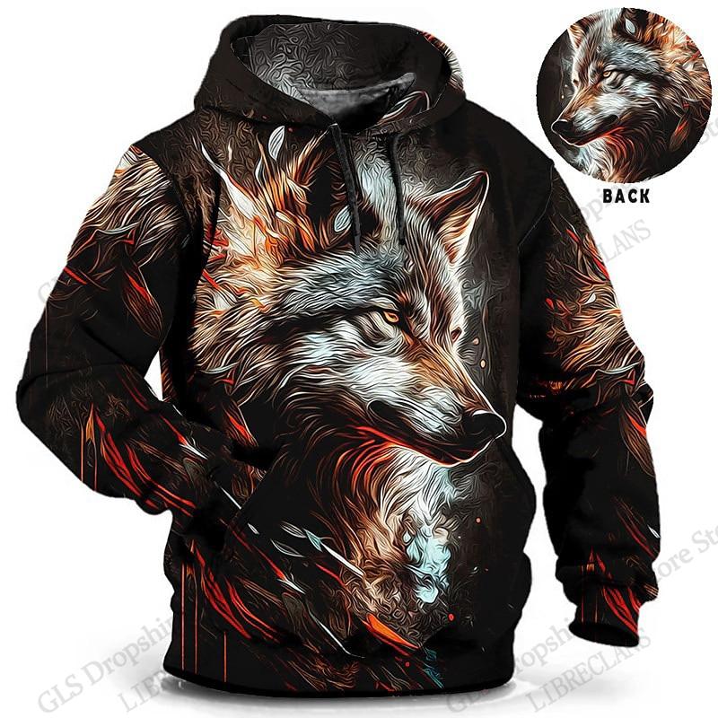 Vintage Animal Wolf 3d Graphic Print Hoodies Men Women Fashion Hoodies Sweatshit Unisex Coat Women Sweats Men Clothing Oversized