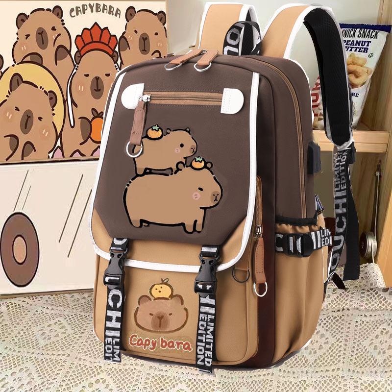Capybara Backpack: Cute, Funny, Large Capacity, Stain-Resistant, Multifunctional for Middle School Girls