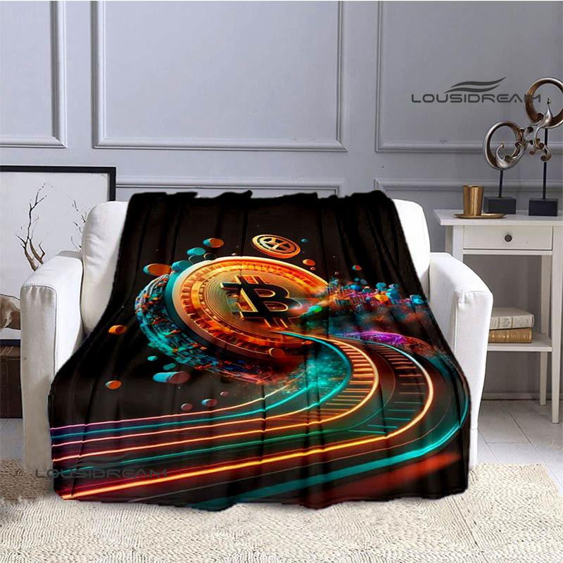 Bitcoin Fashion Printed Blanket Kids Warm Blanket Flannel Soft Cozy Blanket Sofa Bed Blanket Travel Blanket Birthday Gift