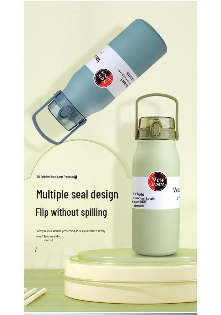 316 Stainless Steel Outdoor Fitness Water Bottle with Travel Kettle Design and Logo Print
