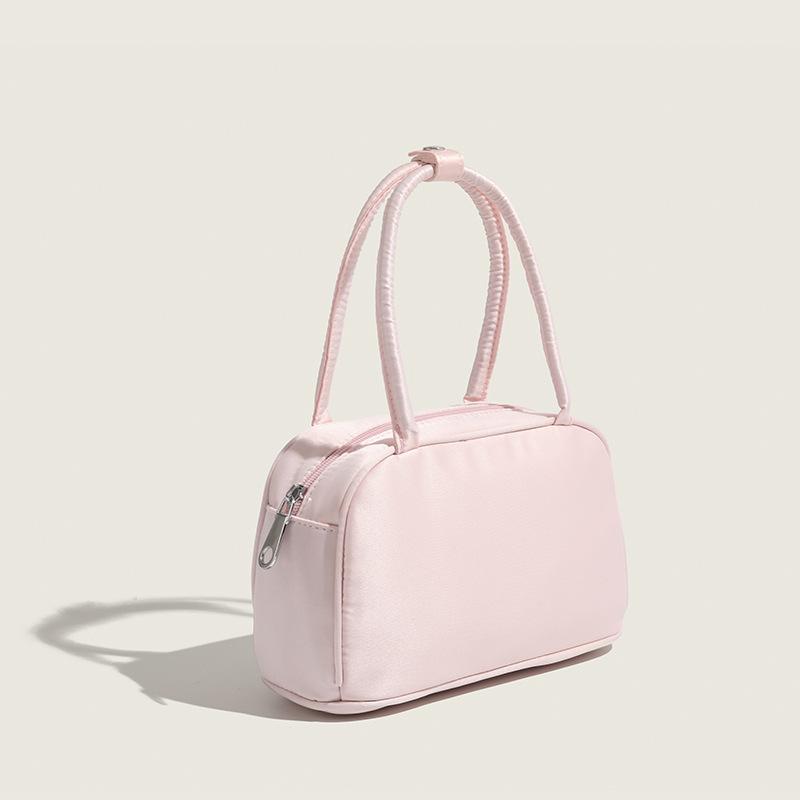 Нишевый дизайн Сладкая розовая шелковая атласная сумочка Дофаминовая сумка-бостон для женщин