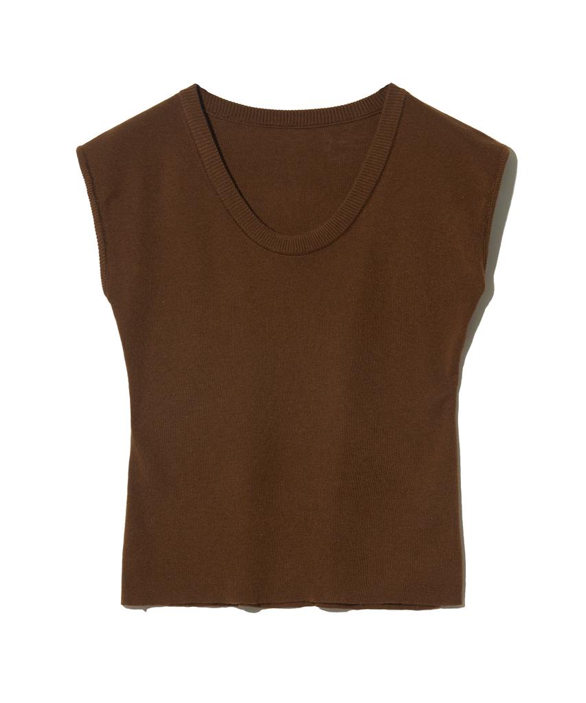 VIVABROWN 85-Vivaj011 U-Neck Soft Knit Short Sleeve 6 Colors