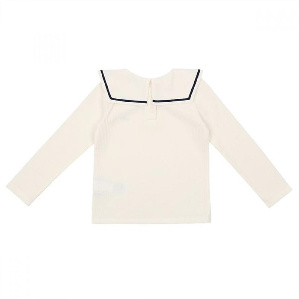 Tiffany Ivory Ribbed Collar T shirT T54kaT010