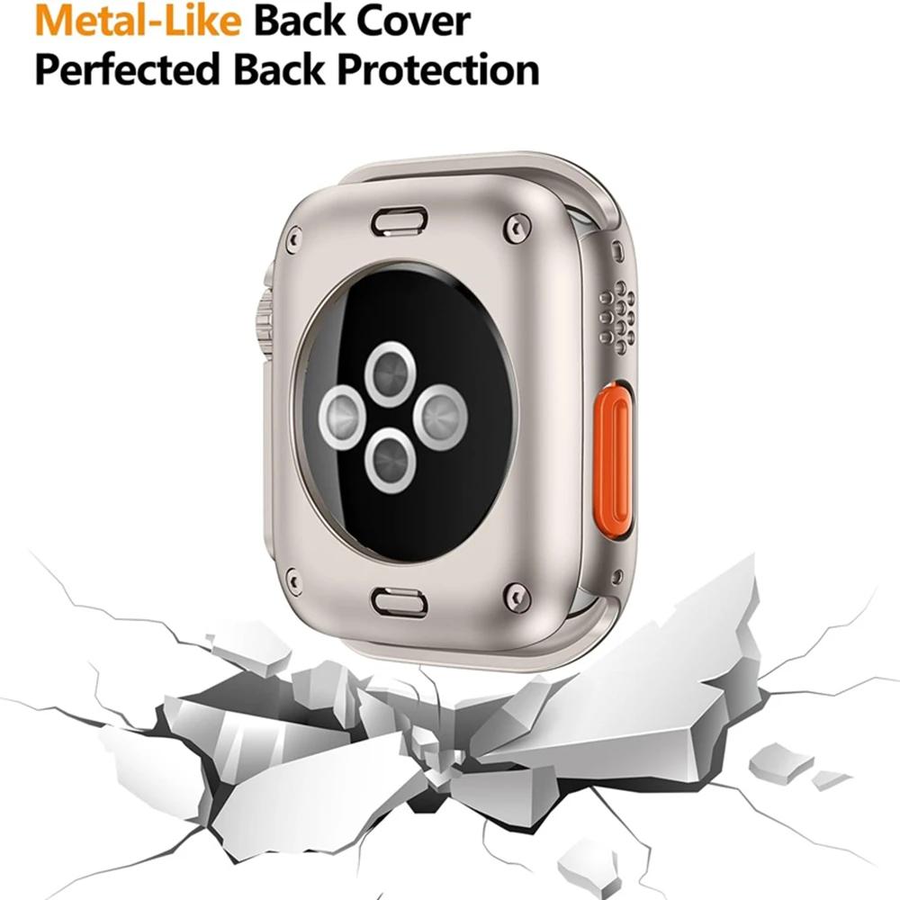 Сменить на Защитное стекло Ultra Glass + Чехол для Apple Watch 11 10 9 8 7 45мм 41мм 44мм 40мм IWatch S10 42мм 46мм Жесткий чехол из ПК