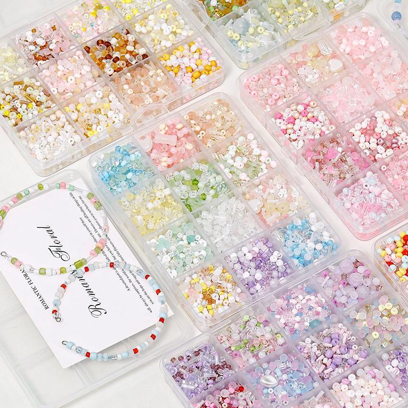 Summer Ice Cream Soda Color Glass Rice Beads Mixed Color Diy Handmade Beaded Bracelet Necklace Jewelry Material Package