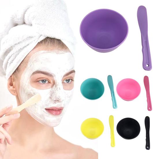 2Pcs Silicone Facial Mud Mixing Bowl with Sticks Women DIY Face Clay Stirring Bowl Professional Home Salon Beauty Skincare Mixing Tool Kit