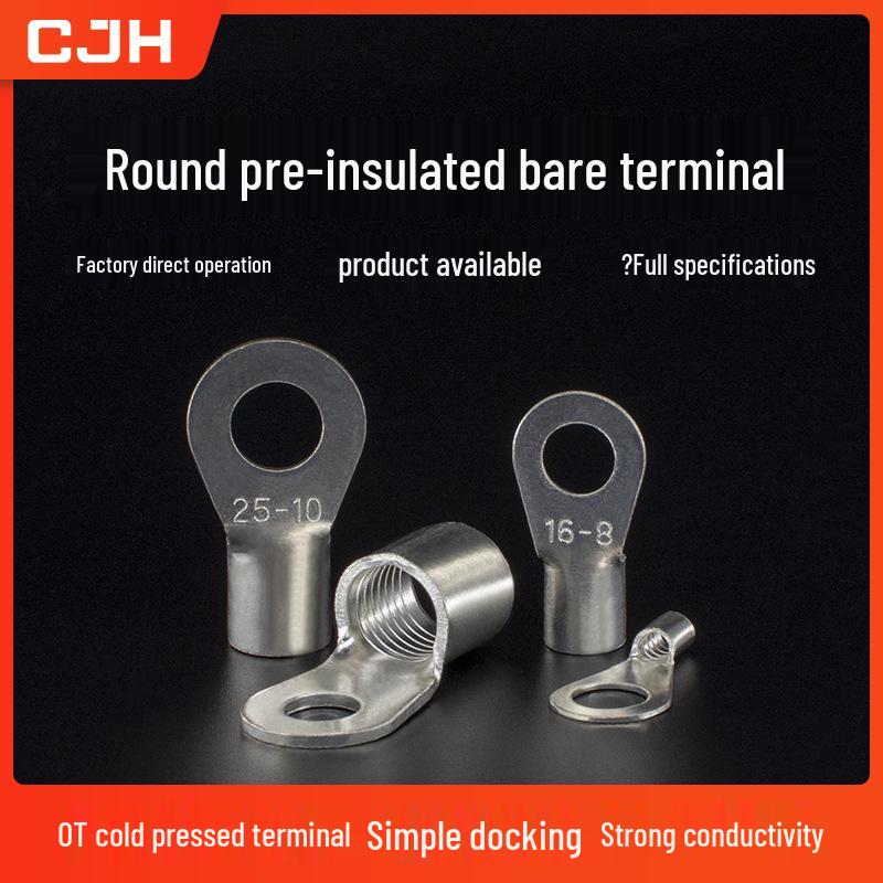 Brass Purple Copper Plated Silver OT6-6 Copper Lug, 1000 pcs Cold Press Bare Terminal Wire Lug