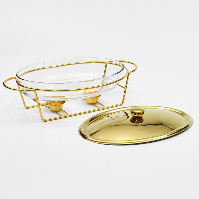 3 л Большая вместимость Яйцевидная стеклянная буфетная плита Ресторан Отель Контейнер для подогрева пищи Железное искусство Спиртовая плита для хот-пота