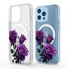 Фиолетовый Цветок Магнитный Прозрачный Чехол для iPhone 15/16/17 Pro Max - Защита по всей поверхности