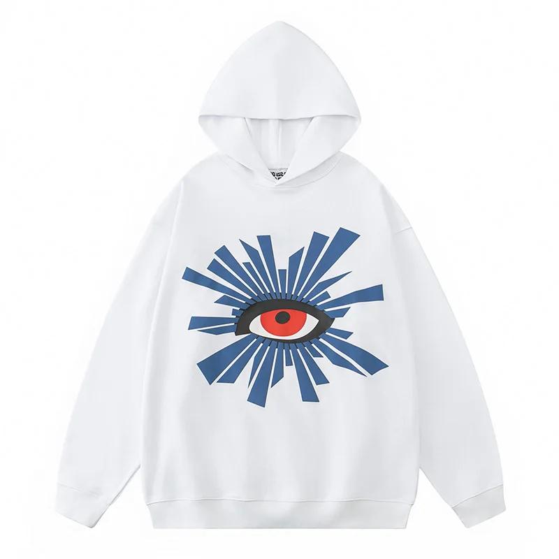 Мужской флисовый пуловер с капюшоном, однотонный с крутыми принтами. Флисовая подкладка мягкая и удобная.