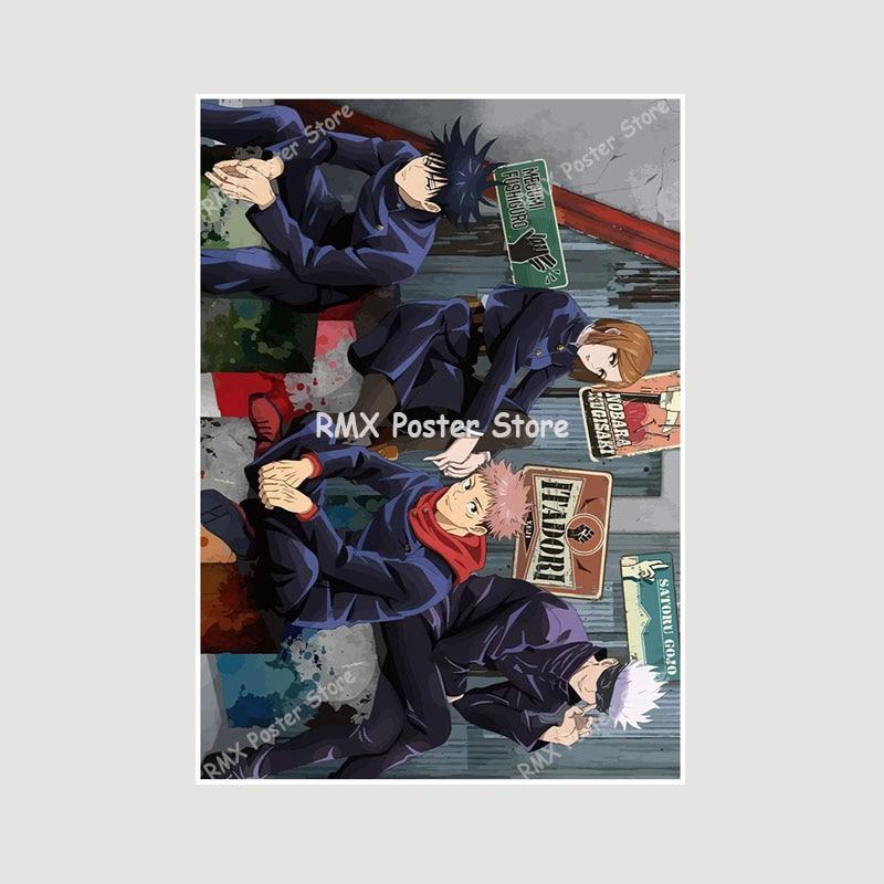 Белые бумажные постеры Jujutsu Kaisen, японские классические аниме-принты, украшение для дома, настенные наклейки, декор для гостиной, бара