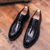Fashionable Korean Style Pointed Casual Leather Shoes for Men and Men with Lace Up Comfortable Wedding Formal Wear Leather Shoes