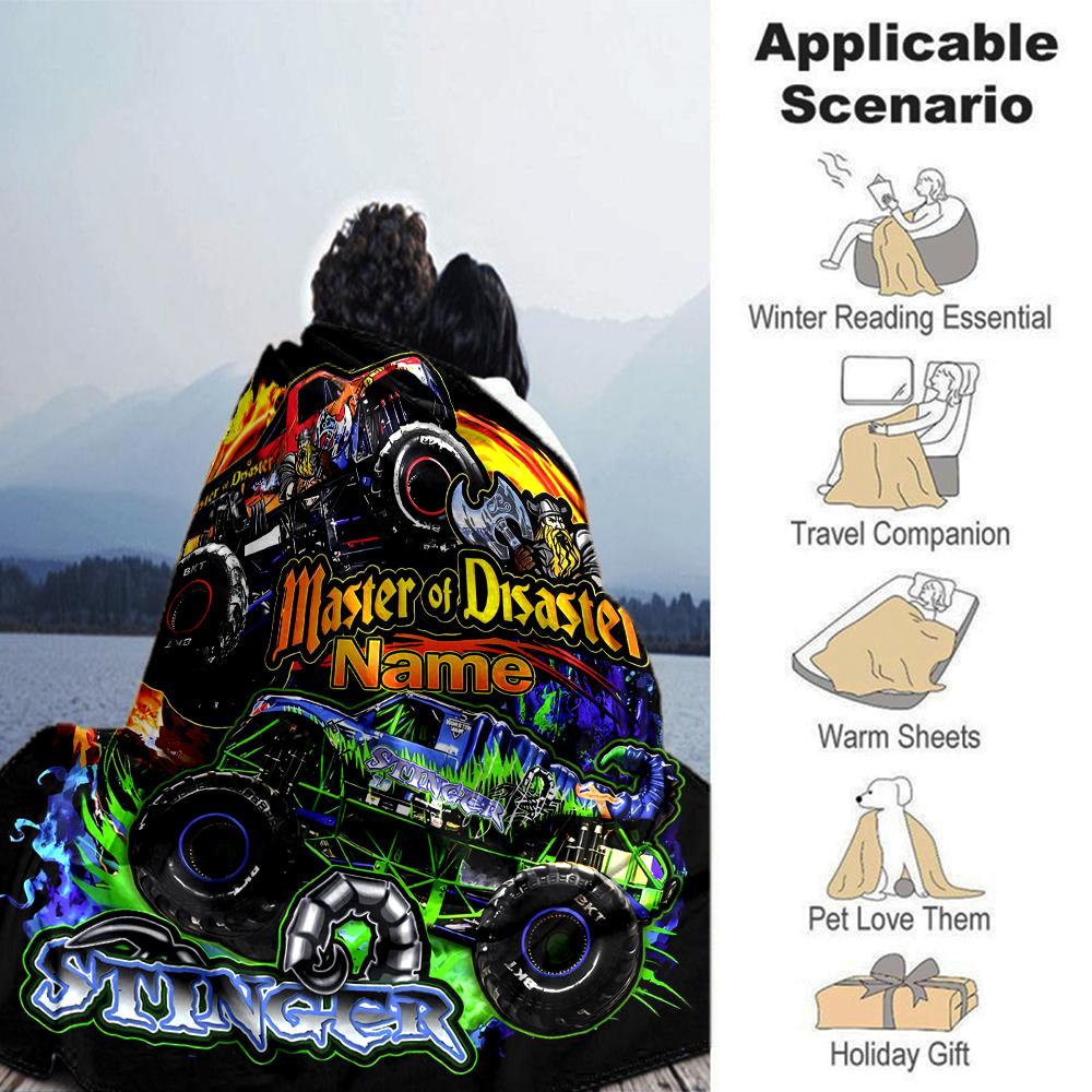 Customiz Name Personality Monster Jam Blanket Soft &Warm Sofa Office Bed Travel Lunch Break Blanket, Gift Suitable All Seasons