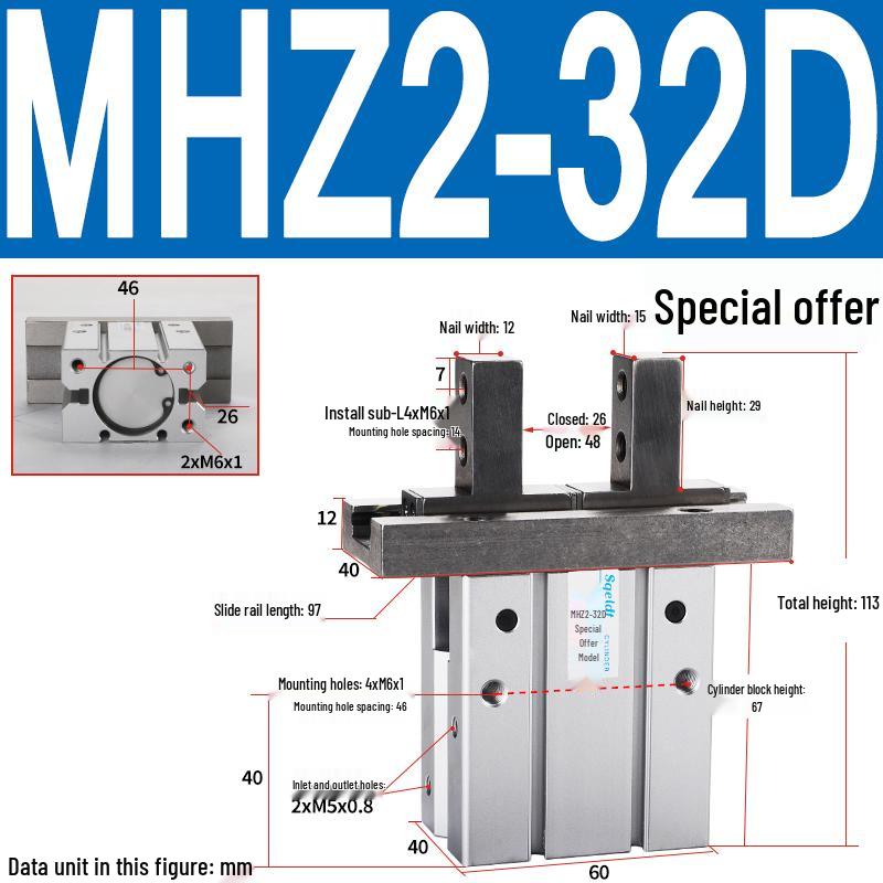 MHZL2 Pneumatic Finger Cylinder Parallel Manipulator Gripper MHZ2/HFZ Series