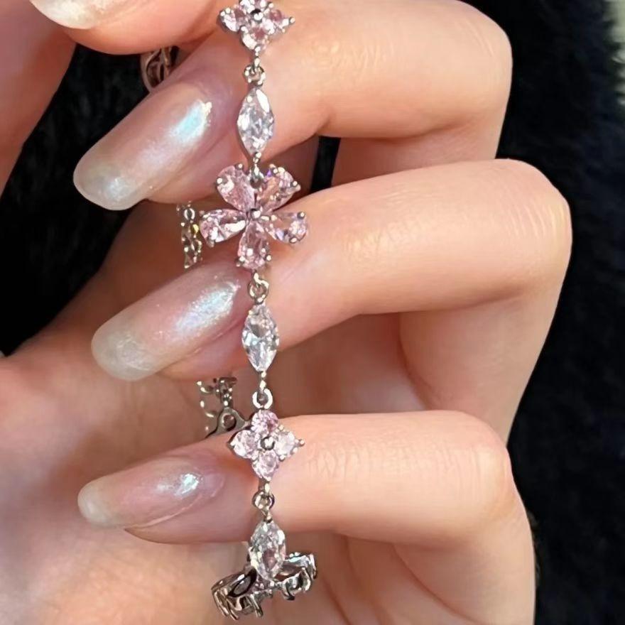 iF ME Элегантный регулируемый браслет с розовым кристаллом и бантом для женщин, серебряная цепочка с луной, аксессуары, ювелирные изделия