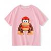 100% Cotton Children's T-shirt Donkey Kong Bananza Cartoon Print Tees Streetwear Boys Girls Short Sleeve O-neck Kids Tops Summer