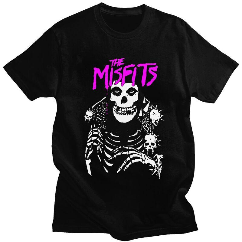 Мужские футболки с принтом в стиле Хоррор Панк Рок Misfits Череп, 100% Хлопок, Повседневные