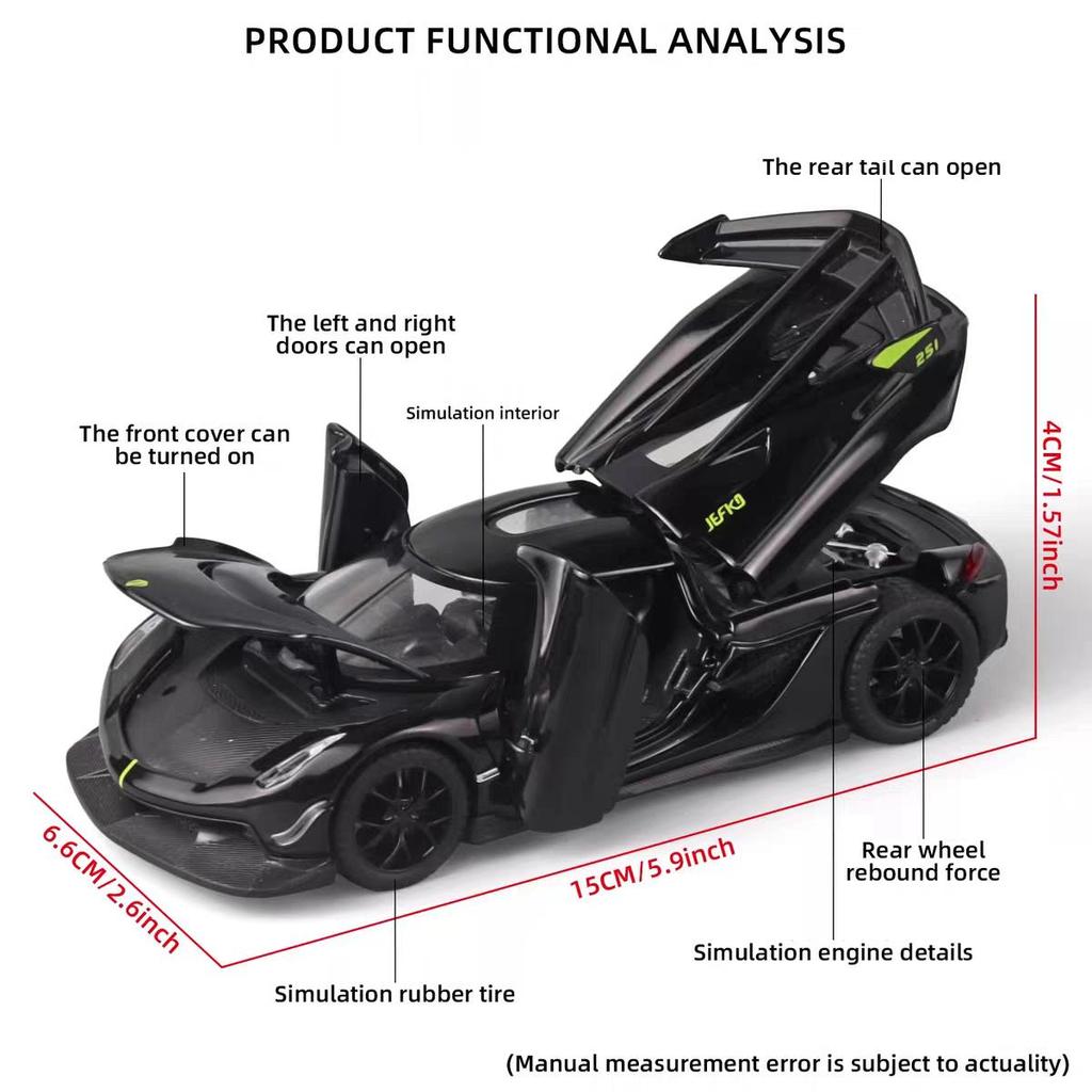 Koenigsegg Jesko Attack Суперкар Симуляция Литые и Игрушечные Транспортные Средства Звуки и Свет Машинка с Инерционным Двигателем 1:32 Подарки из сплава для детей