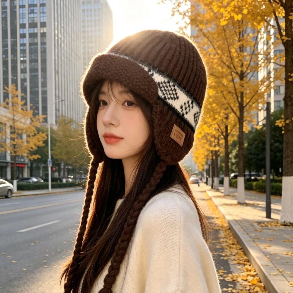 Warm Winter Hat Ear Protection Beanie Hats Cute Pompoms Cap Outdoor