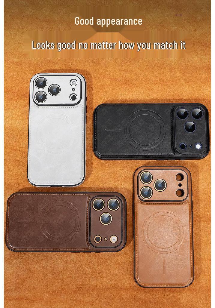 Магнитный Чехол-Книжка с Полным Покрытием из Кожи для Apple iPhone 12-17 Pro Max, Ударопрочный, Мужской и Женский