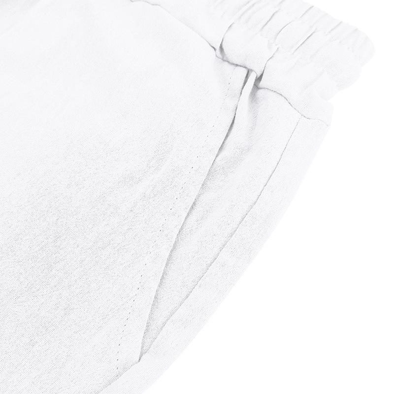 Men's Linen Trousers Summer Shorts Beach Casual Loose Straight Five Sports Shorts Man