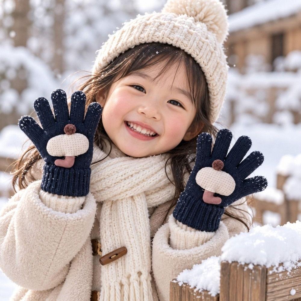 1 Pair Breathable Kids Gloves Cute Full Finger Gloves Cute Warm Gloves  Outdoor Play