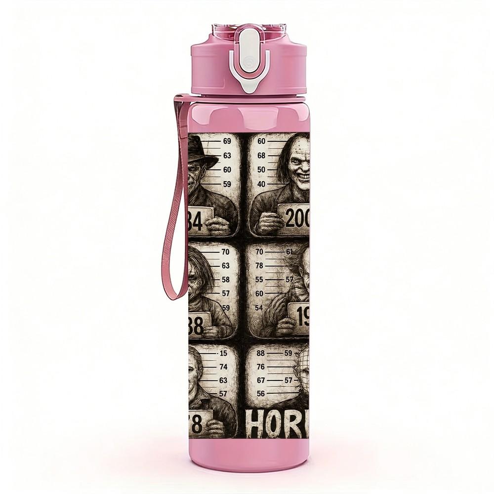 1PC Vintage Old Photo Collage Square Art 750ml Color Plastic Sports Water Bottle Leakproof Flip Straw Lid Suitable for Sports Office Home Use