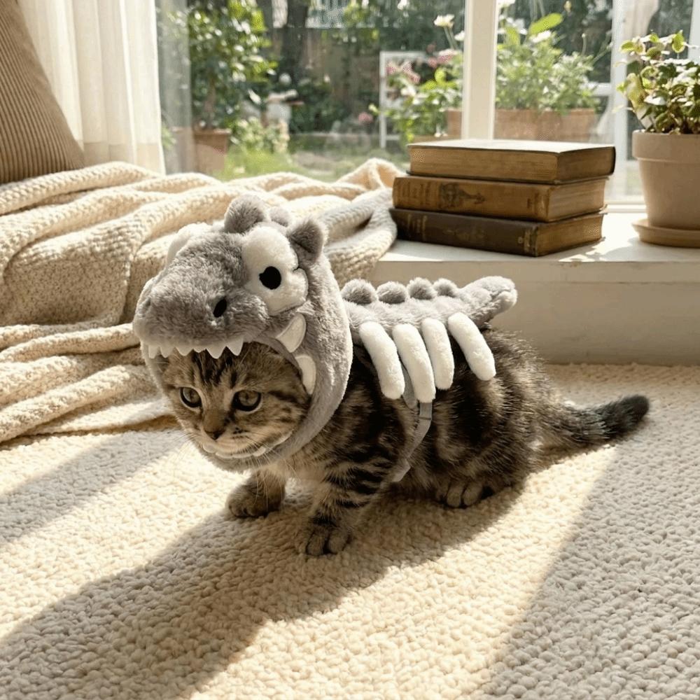 3D Dinosaur Bone Dinosaur Skeleton Pet Costume Soft Cat Cosplay Headwear Cosplay Party