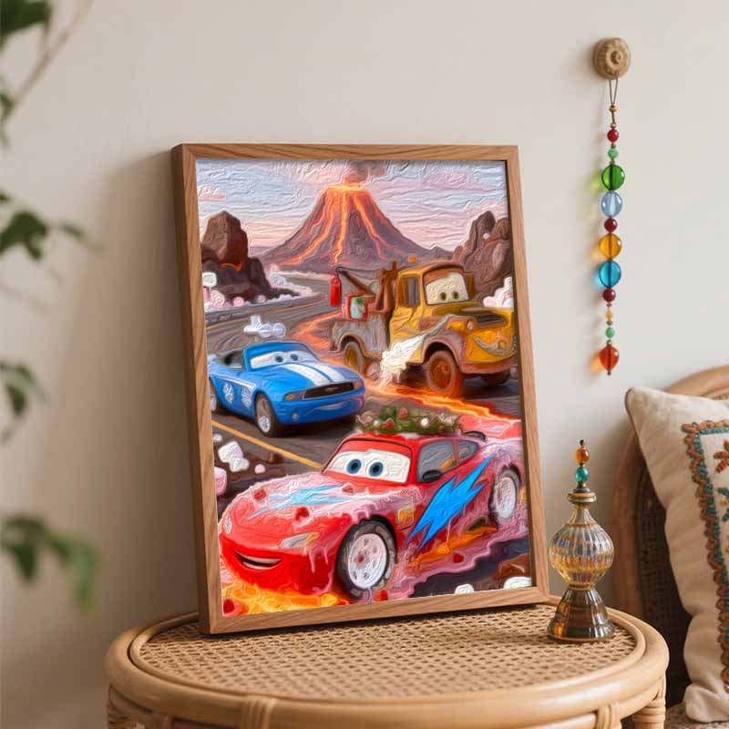 Disney Oil Paint Digital Painting Art Kit Cars Volcano Racing Scene FillIn Painting Home Decor