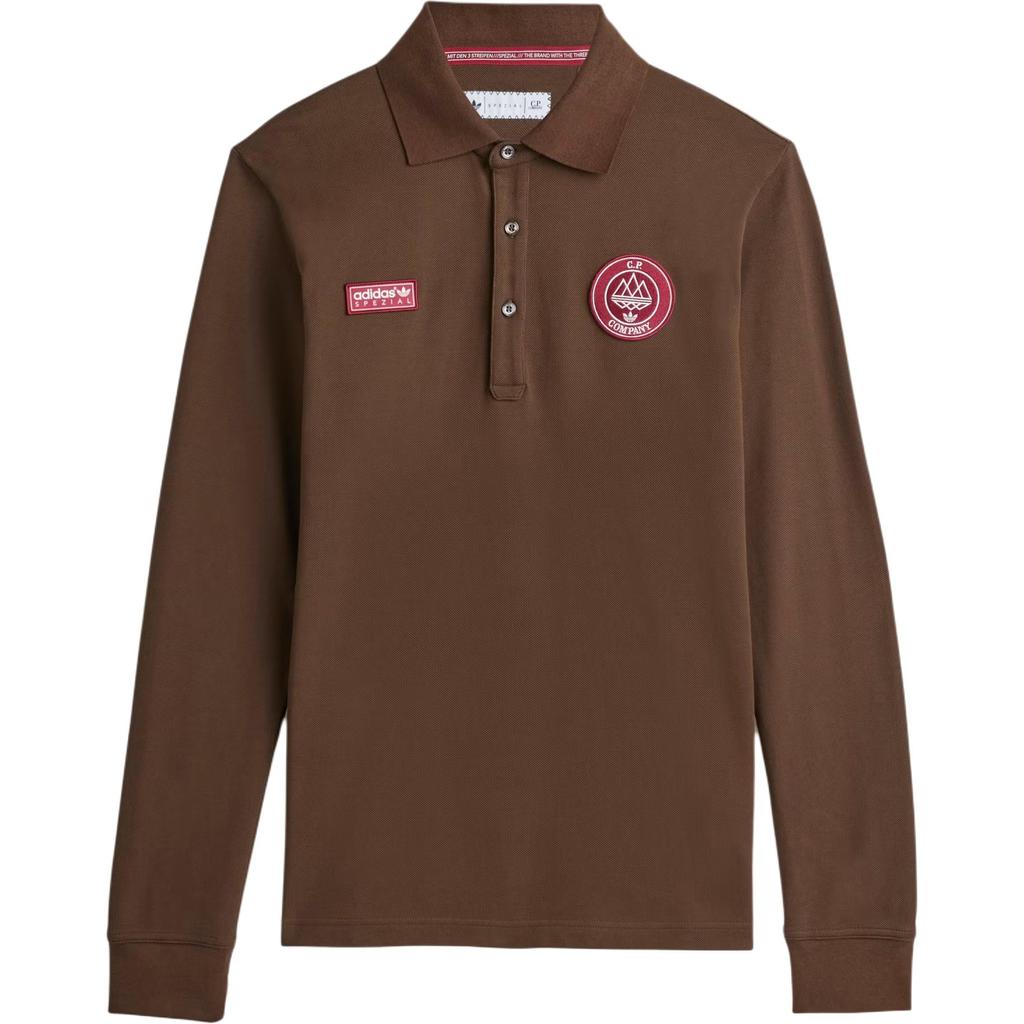 Adidas Originals X C.P. Company Collaboration Casual Simple Long Sleeve Polo Shirt Unisex Tops Brown JE8671