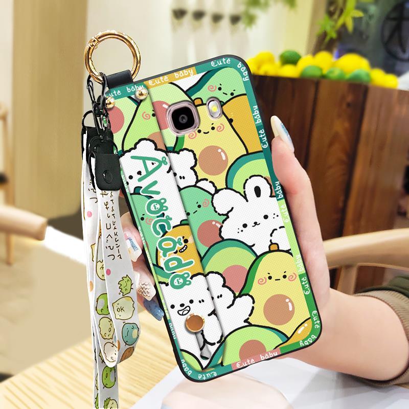 Anti-dust Wrist Strap Phone Case For Samsung Galaxy J510/J5 2016/J5108 Fashion Design Kickstand Silicone Cute Anti-knock