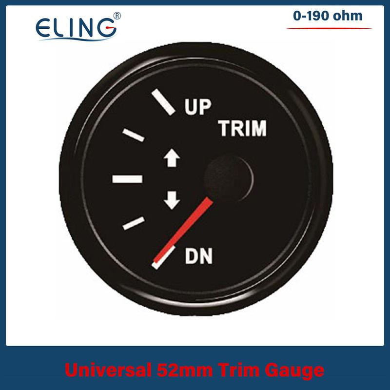 ELING New 52mm Waterproof Marine Trim Gauge Meter UP-DN Inboard Outboard Engine 0-190ohm Signal 12V 24V With Red Backlight