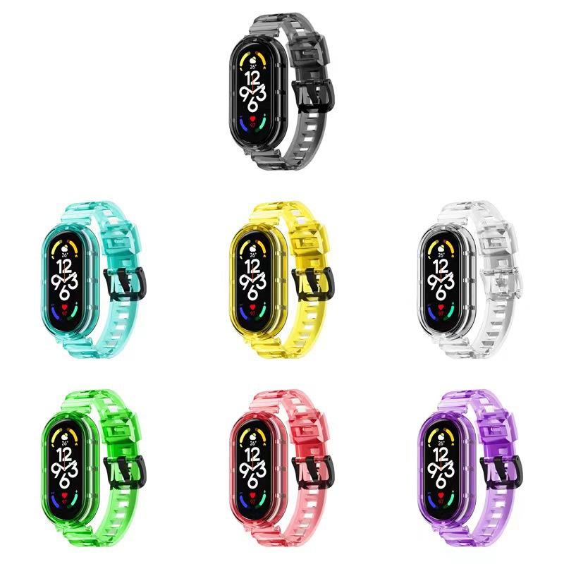 Прозрачный чехол из ТПУ + ремешок для Xiaomi Mi Band 10 9 8 Мягкий спортивный влагоотводящий ремешок Аксессуары для смарт-браслета Xiaomi 9 8 10
