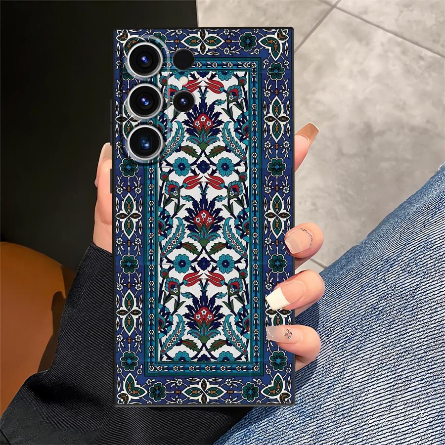 Ретро Этнический Узор Тотем Черный Мягкий Чехол для Телефона для Samsung Galaxy S21 FE S25 Edge S23 Ultra S24 Plus S20