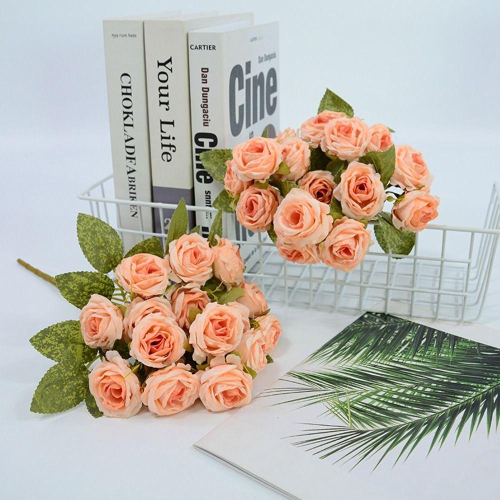 15 Heads Simulation Flower Rose Multicolor Decorative Flower Creative Faux Flower Wedding Ornament