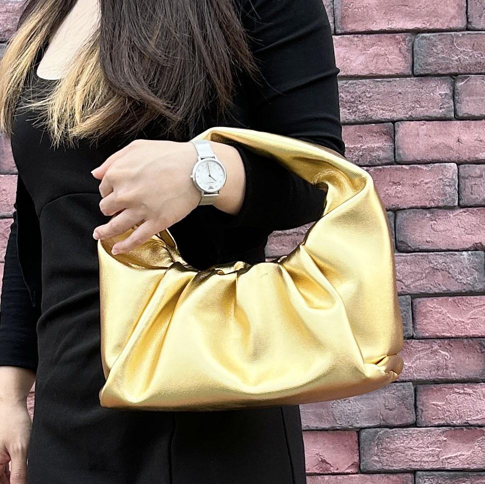 New Fashion Versatile Leather Handheld One Shoulder Handheld Wrist Cloud Bag Folded Bag