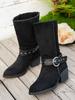 European And American Pointed Western Boots Women'S Summer Fashion Thick Heel Belt Buckle Foot Martin Boots
