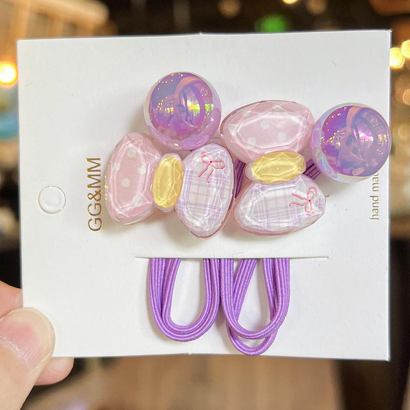 2 Pieces Cute Cartoon Princess Headwear Heart Shaped Elastic Hair Bands Kids Hair Accessories Girls Elastic Hair Ropes