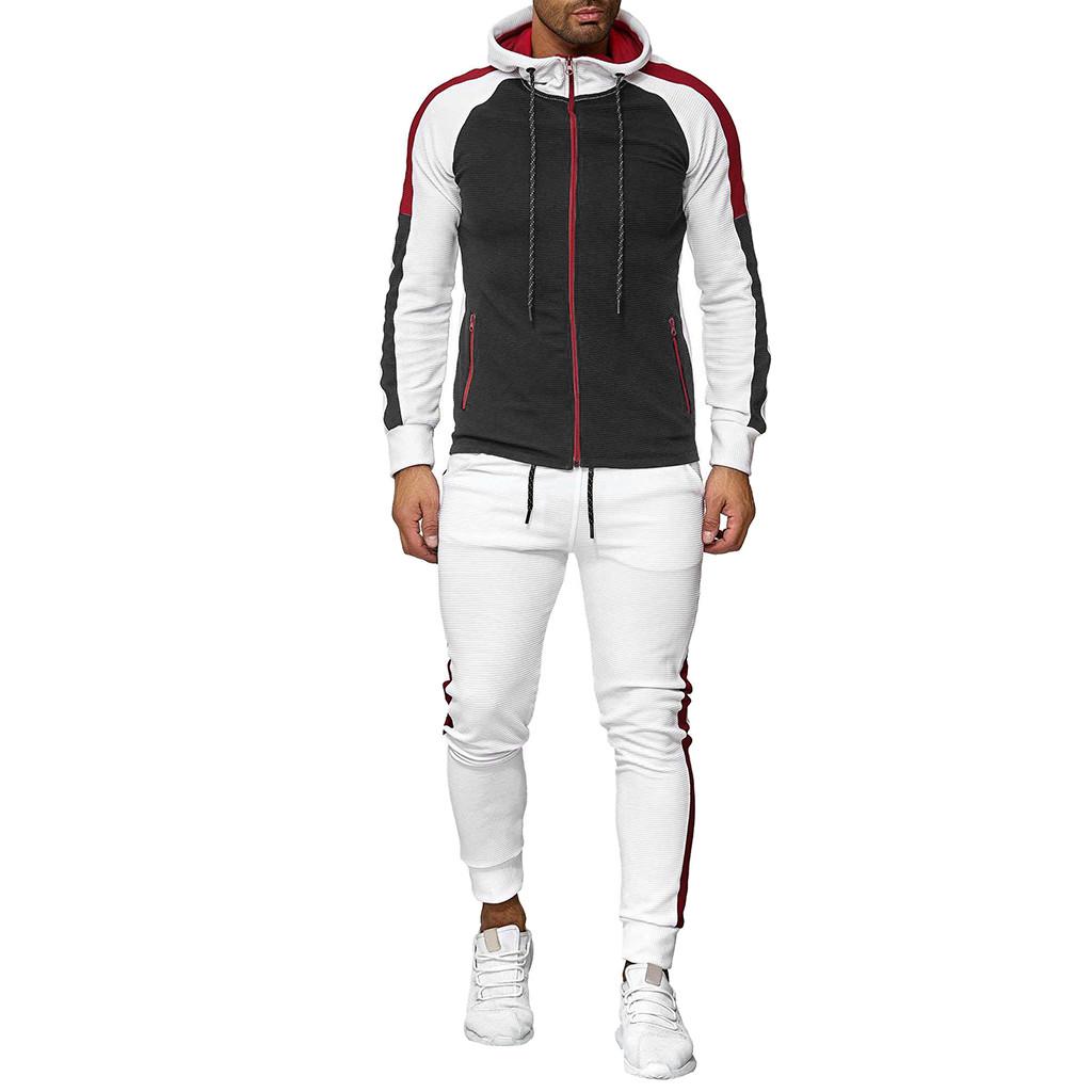Мужской градиентный свитшот с принтом на молнии, комплекты топа и брюк, спортивный костюм, тренировочный костюм