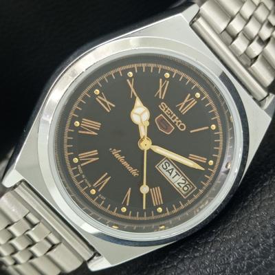ВИНТАЖНЫЕ АВТОМАТИЧЕСКИЕ SEIKO 5 ВОССТАНОВЛЕННЫЕ ЯПОНСКИЕ МУЖСКИЕ ЧАСЫ С РИМСКИМИ ЦИФРАМИ a442639-1
