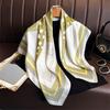 Versatile British-Style Silk Square Scarf - 90cm Solid Color Shawl & Headscarf