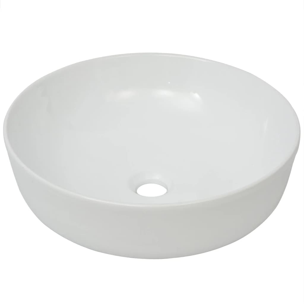Round Ceramic Wash Basin White 41.5 x 13.5 cm