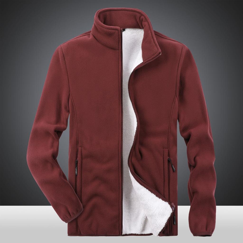 Зимняя мужская толстая флисовая куртка с добавленным жиром и очень большая однотонная флисовая куртка