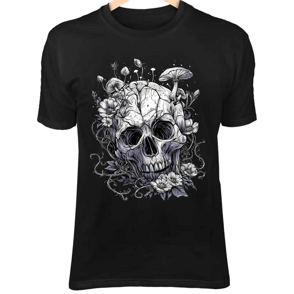 Cracked Skull Art - Luminous Mushrooms, Glowing Spores, Flowers & Vines Fantasy