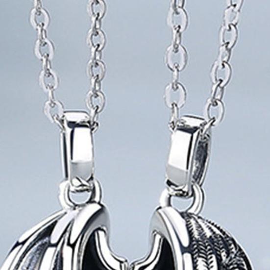 1 пара ожерелья для пар в форме крыла, магнитное соединение, символ любви, демон, ангел, подходящее ожерелье, подарок на день Святого Валентина, ожерелье с подвеской