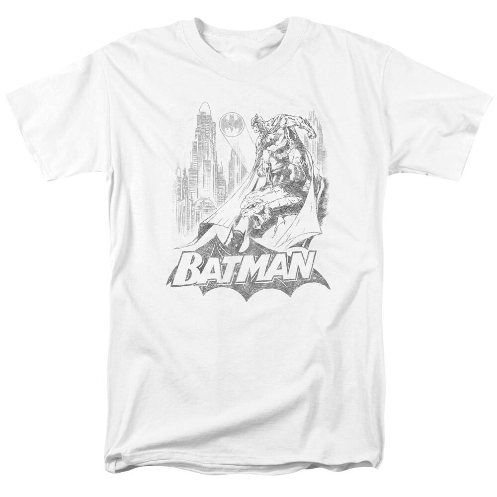 Batman Bat Sketch T Shirt Licensed Comic Book Tee White