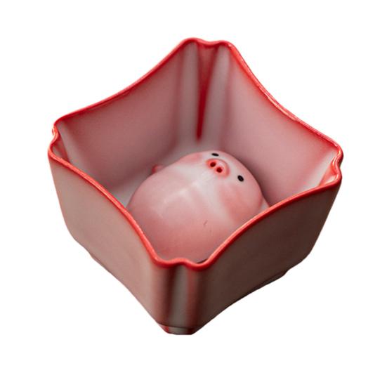 Лежащая свинка Кружка для бабл-чая Ручная работа Керамическая кружка с забавной свиньей, выдувающей пузыри Чайный питомец Уникальный подарок для любителей чая и декора дома